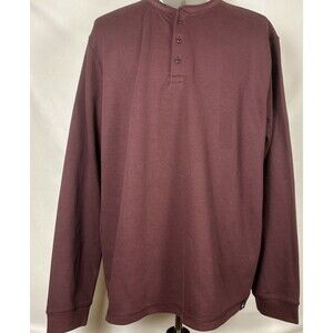 Copper & Oak Men's XXL Burgundy Long Sleeve Henley Shirt
